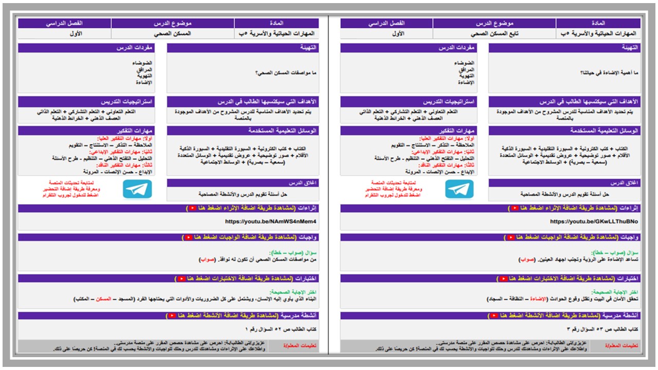 تحضير منصة مدرستي مادة تربيه اسريه صف خامس ابتدائي فصل دراسي اول تحضير منصة مدرستي مادة تربيه اسريه صف خامس ابتدائي فصل دراسي اول
