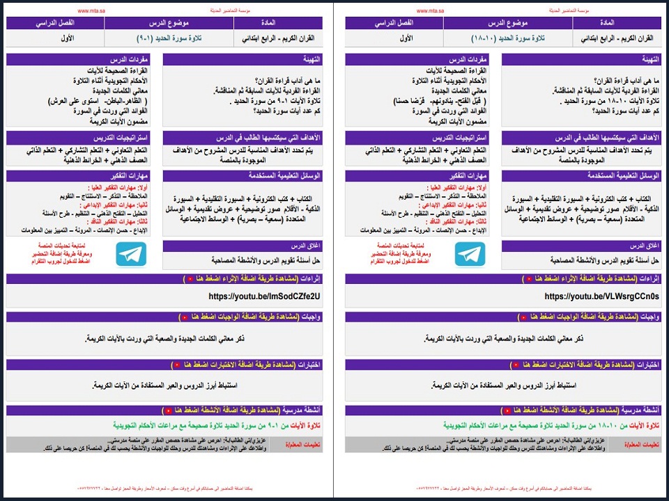 تحضير منصة مدرستي مادة قران صف رابع ابتدائي فصل دراسي اول تحضير منصة مدرستي مادة قران صف رابع ابتدائي فصل دراسي اول