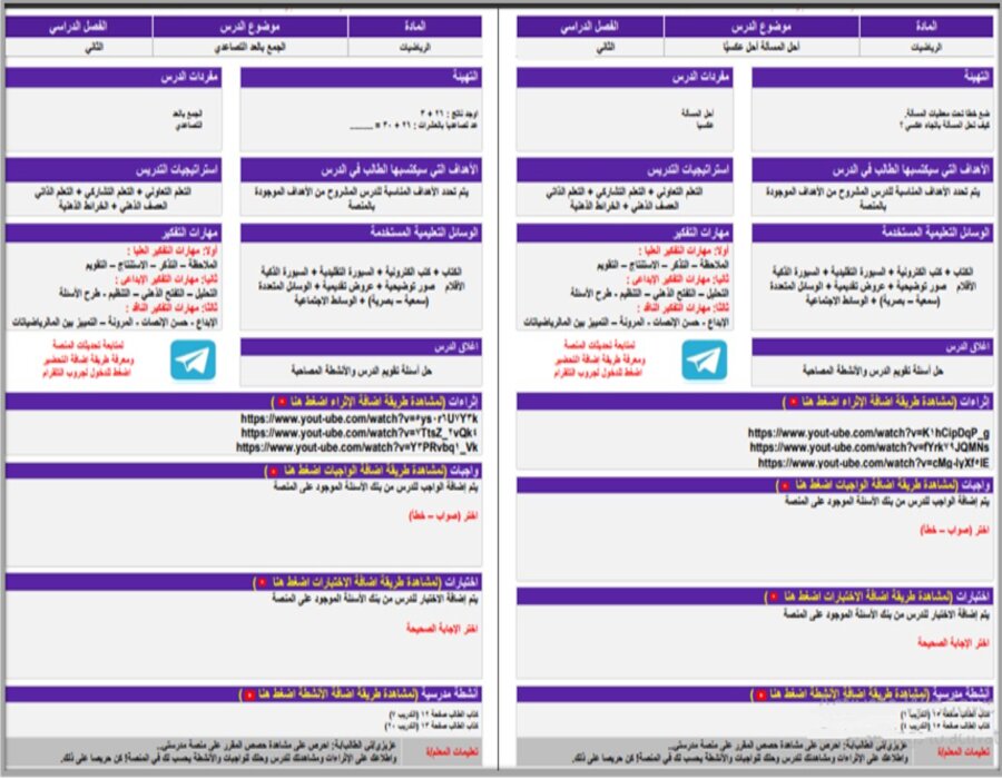 تحضير منصة مدرستي مادة رياضيات ثاني ابتدائي فصل دراسي ثاني تحضير منصة مدرستي مادة رياضيات ثاني ابتدائي فصل دراسي ثاني
