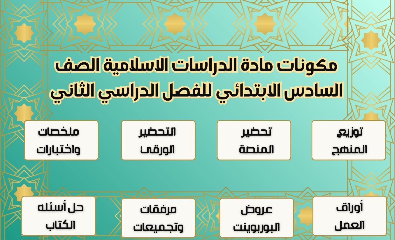 أوراق عمل مادة الدراسات الاسلامية الصف السادس الابتدائي للفصل الدراسي الثاني أوراق عمل مادة الدراسات الاسلامية الصف السادس الابتدائي للفصل الدراسي الثاني