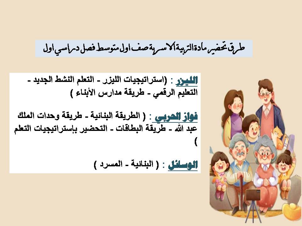 بور بوينت مادة التربية الاسرية صف اول متوسط فصل دراسي اول بور بوينت مادة التربية الاسرية صف اول متوسط فصل دراسي اول