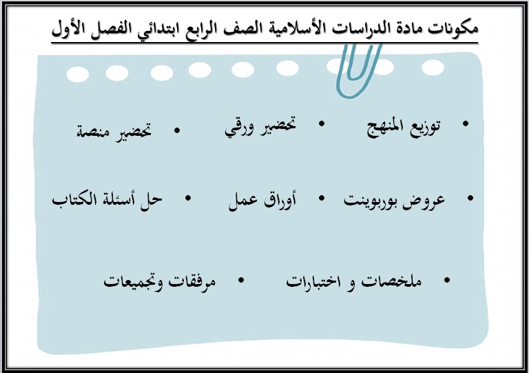 تحضير الدراسات الإسلامية الصف الرابع الابتدائي الفصل الدراسي الاول تحضير الدراسات الإسلامية الصف الرابع الابتدائي الفصل الدراسي الاول