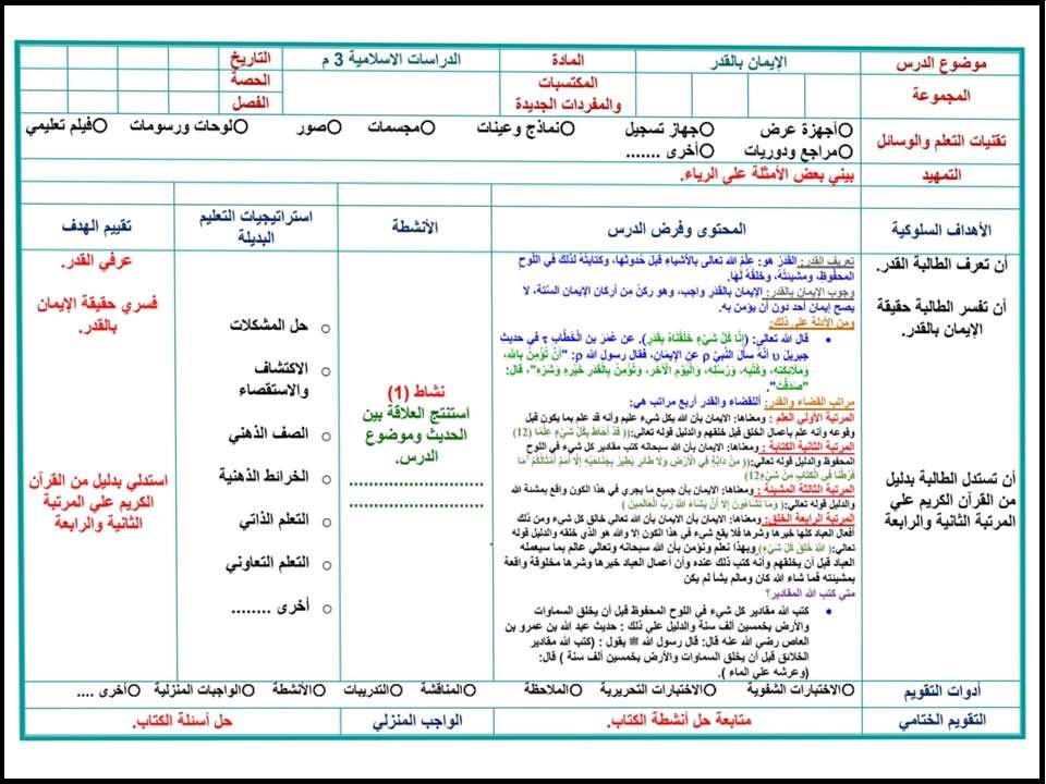 تحضير الدراسات الإسلامية الصف الثالث المتوسط فصل دراسي اول تحضير الدراسات الإسلامية الصف الثالث المتوسط فصل دراسي اول