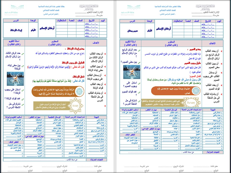 توزيع الدراسات الاسلامية الصف الثالث الابتدائي الفصل الدراسي الثاني توزيع الدراسات الاسلامية الصف الثالث الابتدائي الفصل الدراسي الثاني