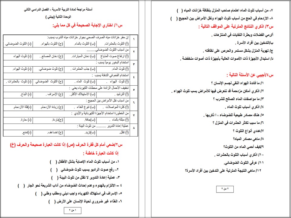 توزيع لمادة التربية الاسرية الصف الخامس الابتدائي للفصل الدراسي الثاني توزيع لمادة التربية الاسرية الصف الخامس الابتدائي للفصل الدراسي الثاني
