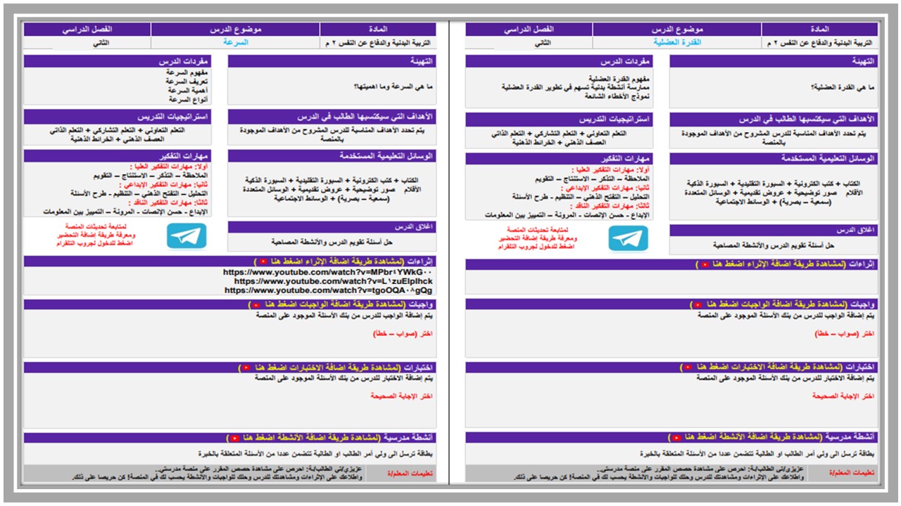 توزيع مادة التربية البدنية الصف الثاني المتوسط للفصل الدراسي الثاني توزيع مادة التربية البدنية الصف الثاني المتوسط للفصل الدراسي الثاني