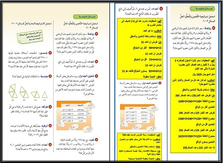 حل اسئلة مادة الرياضيات الصف الاول المتوسط فصل دراسي اول حل اسئلة مادة الرياضيات الصف الاول المتوسط فصل دراسي اول