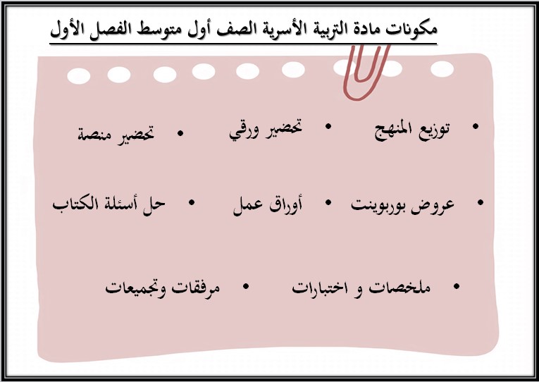 مهارات مادة التربية الاسرية صف اول متوسط فصل دراسي اول مهارات مادة التربية الاسرية صف اول متوسط فصل دراسي اول