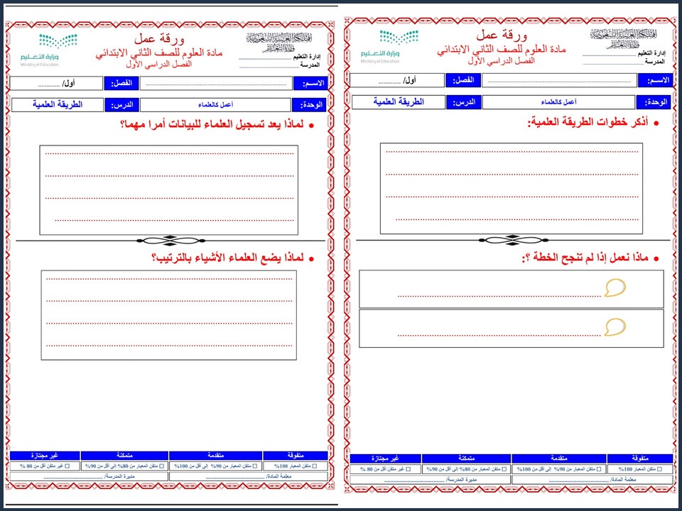 مهارات مادة العلوم الصف الثاني الابتدائي الفصل الدراسي اول مهارات مادة العلوم الصف الثاني الابتدائي الفصل الدراسي اول