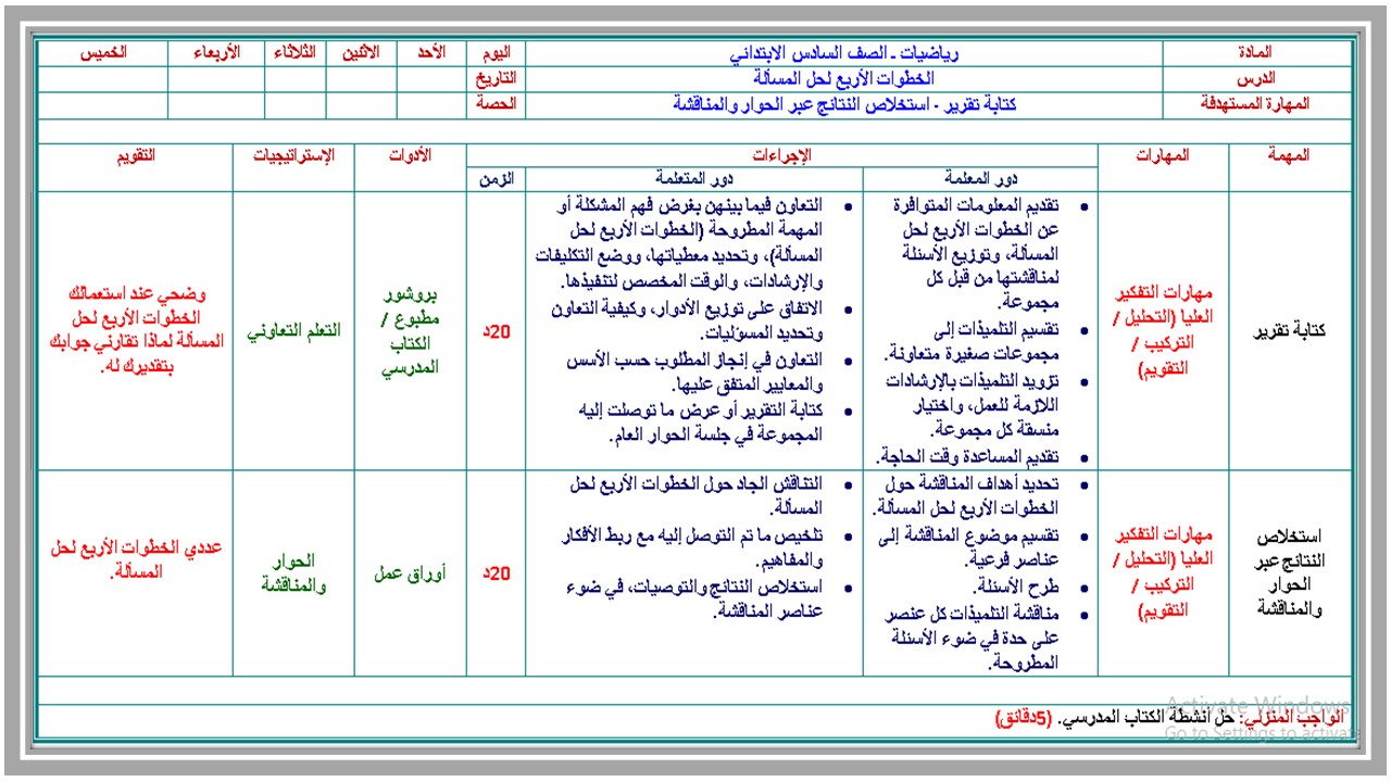 تحضير الرياضيات للصف السادس الابتدائي الفصل الدراسي الأول تحضير الرياضيات للصف السادس الابتدائي الفصل الدراسي الأول