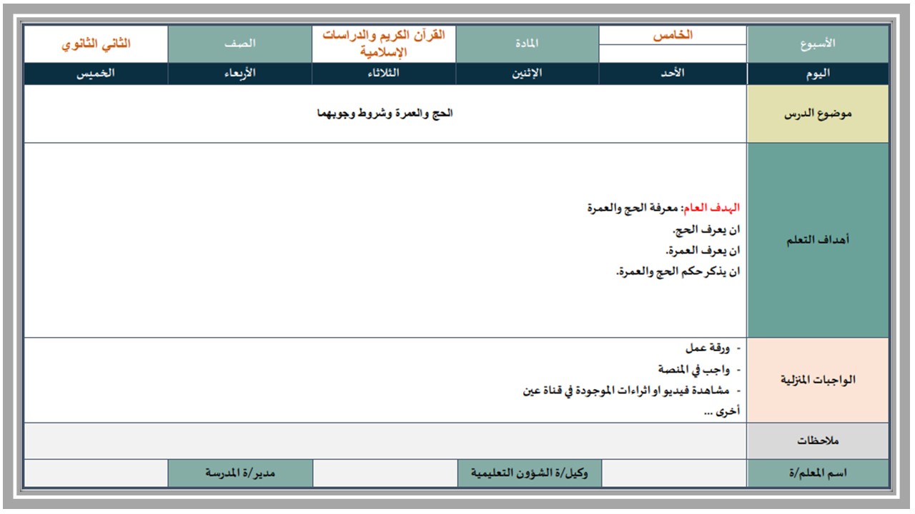 تحضير لمادة التربية الاسلامية للصف الثاني الثانوي تربية فكرية فصل دراسي أول تحضير لمادة التربية الاسلامية للصف الثاني الثانوي تربية فكرية فصل دراسي أول