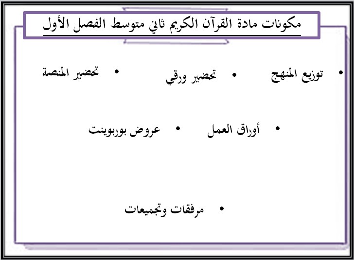 ورق عمل لمادة القرآن الكريم الصف الثاني المتوسط فصل دراسي اول ورق عمل لمادة القرآن الكريم الصف الثاني المتوسط فصل دراسي اول