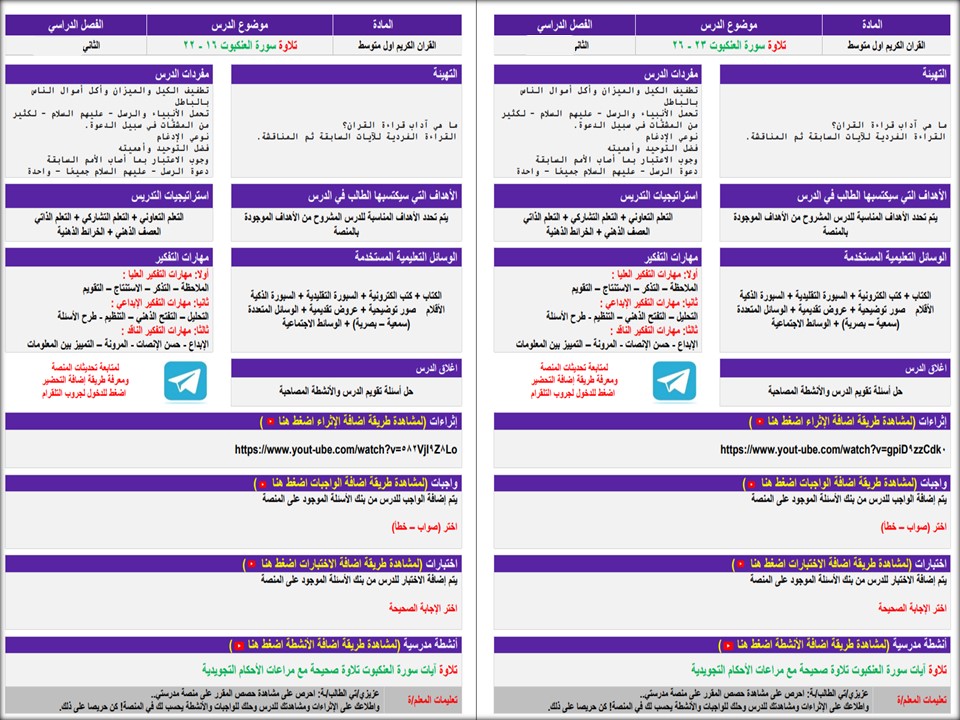 أوراق عمل لمادة القرآن الكريم الصف الأول المتوسط الفصل الثاني أوراق عمل لمادة القرآن الكريم الصف الأول المتوسط الفصل الثاني
