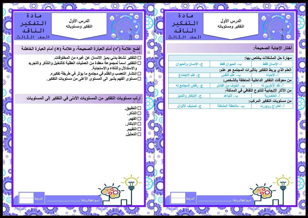 بوربوينت مادة التفكير الناقد الصف الثالث المتوسط للفصل الدراسي الأول بوربوينت مادة التفكير الناقد الصف الثالث المتوسط للفصل الدراسي الأول