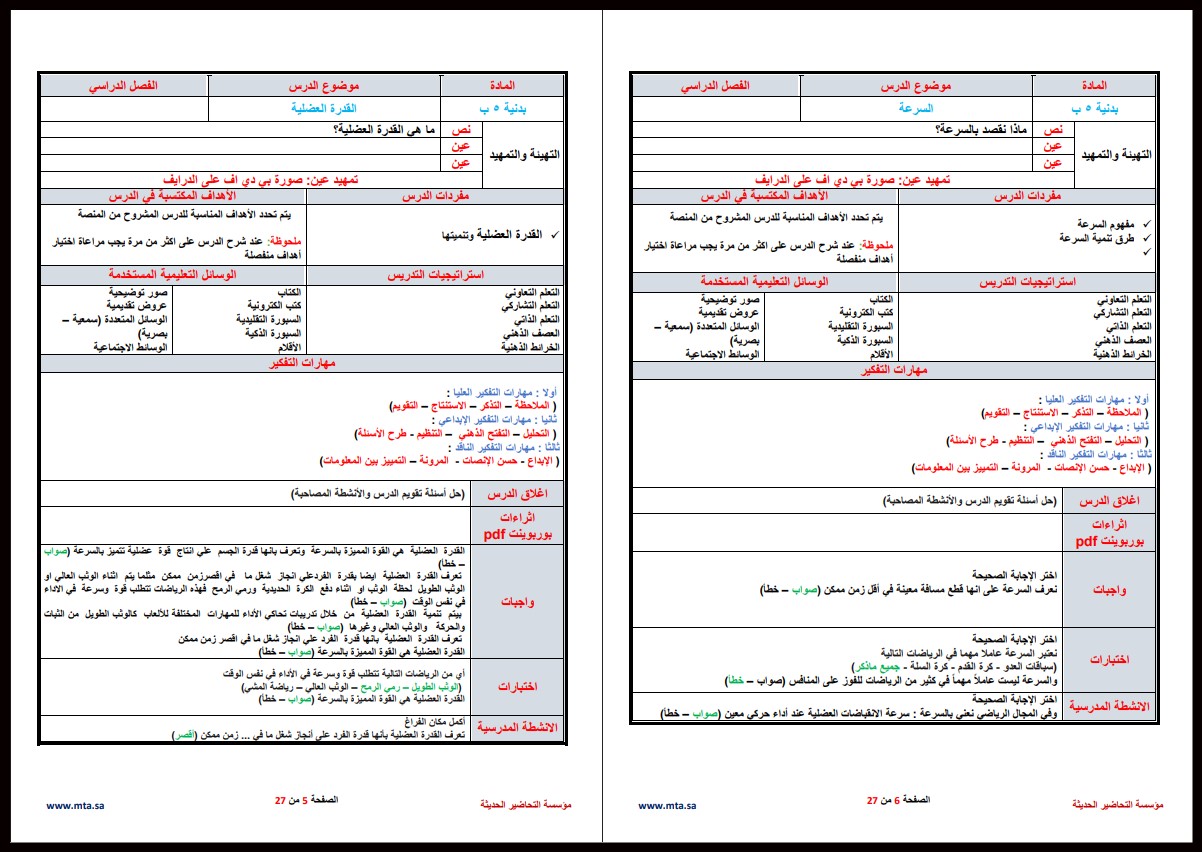 مهارات التربية البدنية للصف الخامس الابتدائي الفصل الدراسي الأول مهارات التربية البدنية للصف الخامس الابتدائي الفصل الدراسي الأول
