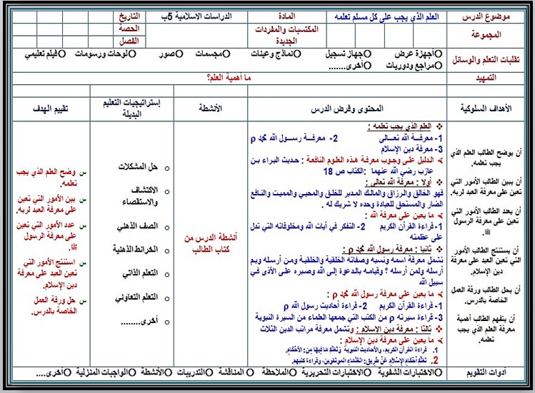 تحضير لمادة الدراسات الاسلامية للصف الخامس الابتدائي الفصل الدراسي الأول تحضير لمادة الدراسات الاسلامية للصف الخامس الابتدائي الفصل الدراسي الأول