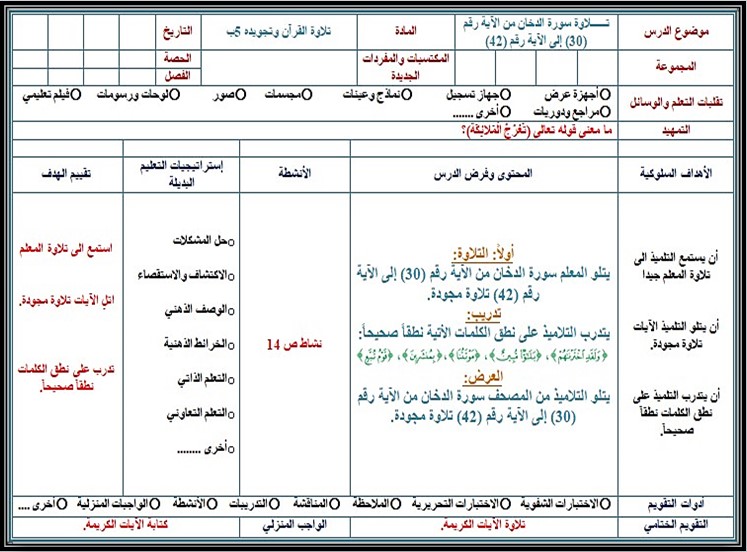 تحضير مادة القرآن الكريم وتجويده للصف الخامس الابتدائي الفصل الدراسي الأول تحضير مادة القرآن الكريم وتجويده للصف الخامس الابتدائي الفصل الدراسي الأول