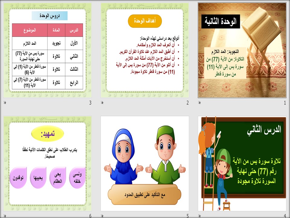 تحضير مادة القرآن الكريم وتجويده للصف السادس الابتدائي الفصل الدراسي الثاني تحضير مادة القرآن الكريم وتجويده للصف السادس الابتدائي الفصل الدراسي الثاني