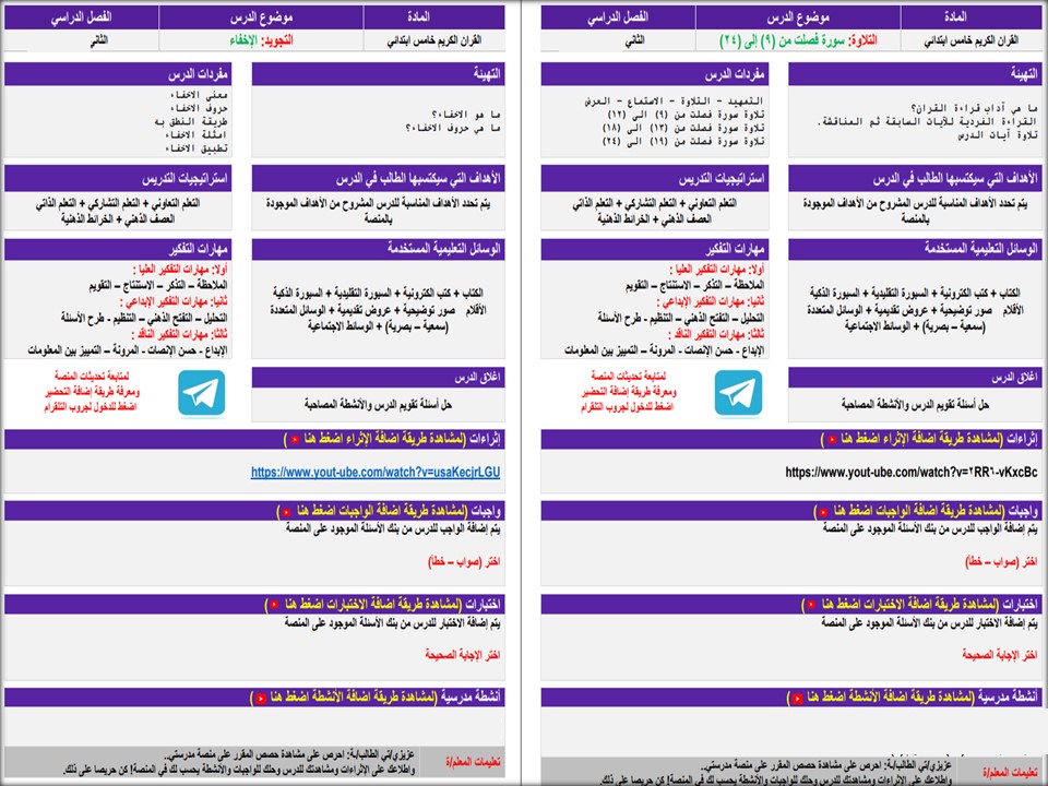حل أسئلة القرآن الكريم وتجويده للصف الخامس الابتدائي الفصل الدراسي الثاني حل أسئلة القرآن الكريم وتجويده للصف الخامس الابتدائي الفصل الدراسي الثاني