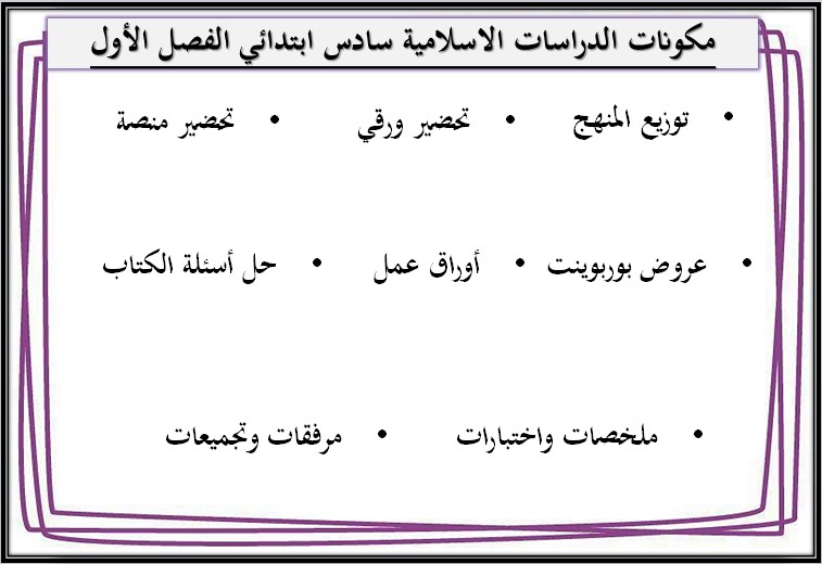 حل أسئلة مادة الدراسات الاسلامية للصف السادس الابتدائي الفصل الدراسي الأول حل أسئلة مادة الدراسات الاسلامية للصف السادس الابتدائي الفصل الدراسي الأول