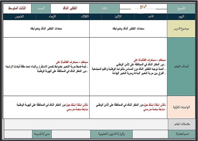 ورق عمل لمادة التفكير الناقد الصف الثالث المتوسط للفصل الدراسي الأول ورق عمل لمادة التفكير الناقد الصف الثالث المتوسط للفصل الدراسي الأول