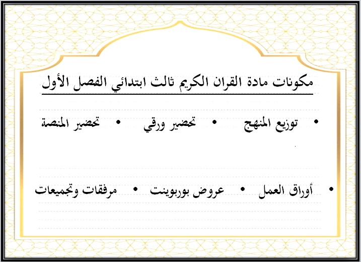 بوربوينت قرأن ثالث ابتدائي الفصل الاول بوربوينت قرأن ثالث ابتدائي الفصل الاول