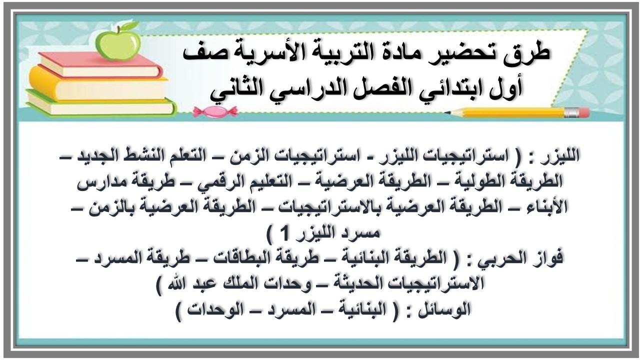 بوربوينت مادة التربية الأسرية صف أول ابتدائي الفصل الدراسي الثاني بوربوينت مادة التربية الأسرية صف أول ابتدائي الفصل الدراسي الثاني