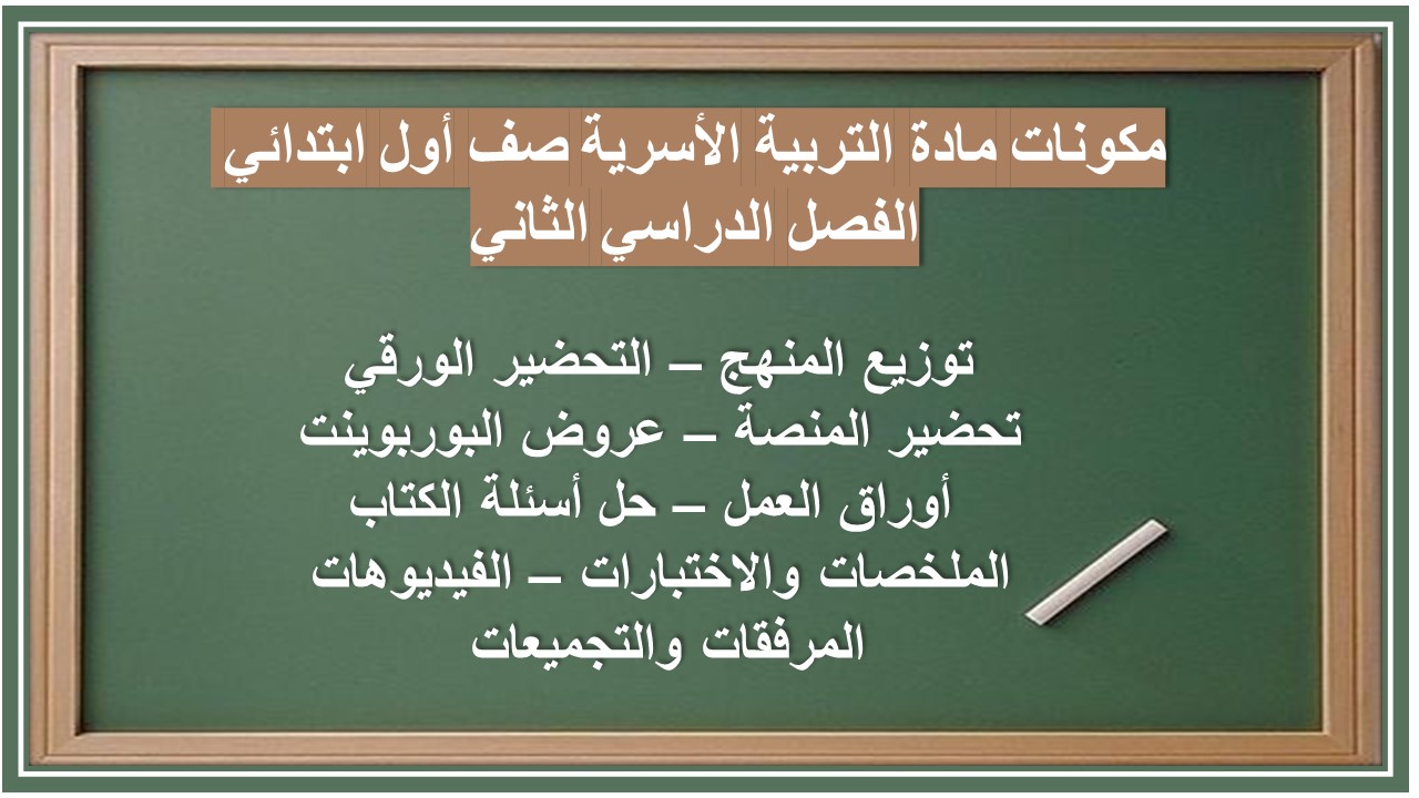 بوربوينت مادة التربية الأسرية صف أول ابتدائي الفصل الدراسي الثاني بوربوينت مادة التربية الأسرية صف أول ابتدائي الفصل الدراسي الثاني