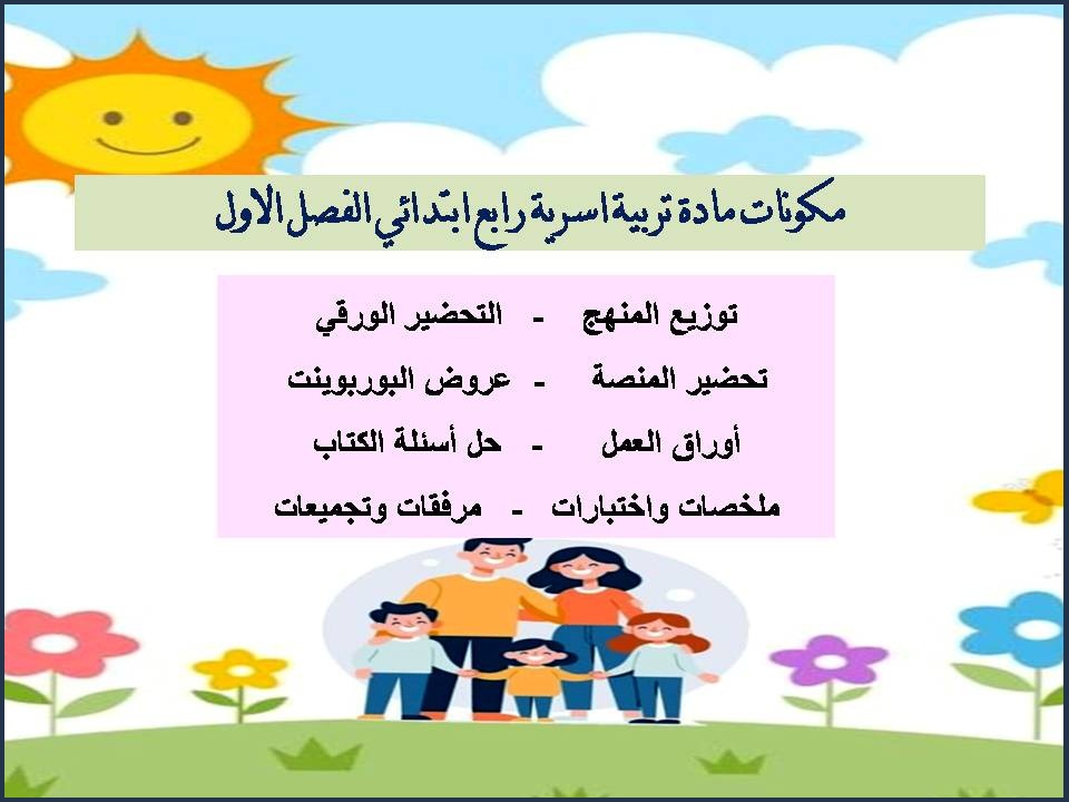 حل اسئلة تربية اسرية رابع ابتدائي الفصل الاول حل اسئلة تربية اسرية رابع ابتدائي الفصل الاول
