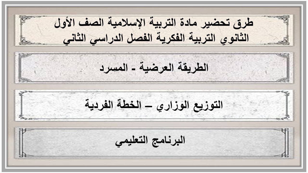 عروض بوربوينت مادة التربية الإسلامية الصف الأول الثانوي التربية الفكرية الفصل الدراسي الثاني عروض بوربوينت مادة التربية الإسلامية الصف الأول الثانوي التربية الفكرية الفصل الدراسي الثاني