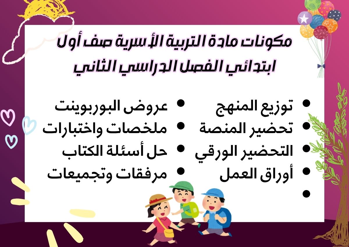 حل أسئلة مادة التربية الأسرية صف أول ابتدائي الفصل الدراسي الثاني حل أسئلة مادة التربية الأسرية صف أول ابتدائي الفصل الدراسي الثاني