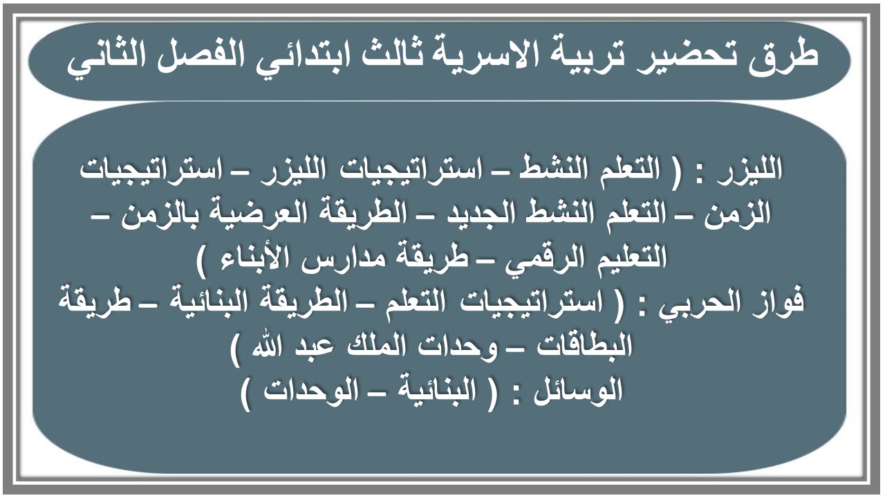 مهارات تربية الاسرية ثالث ابتدائي الفصل الثاني مهارات تربية الاسرية ثالث ابتدائي الفصل الثاني