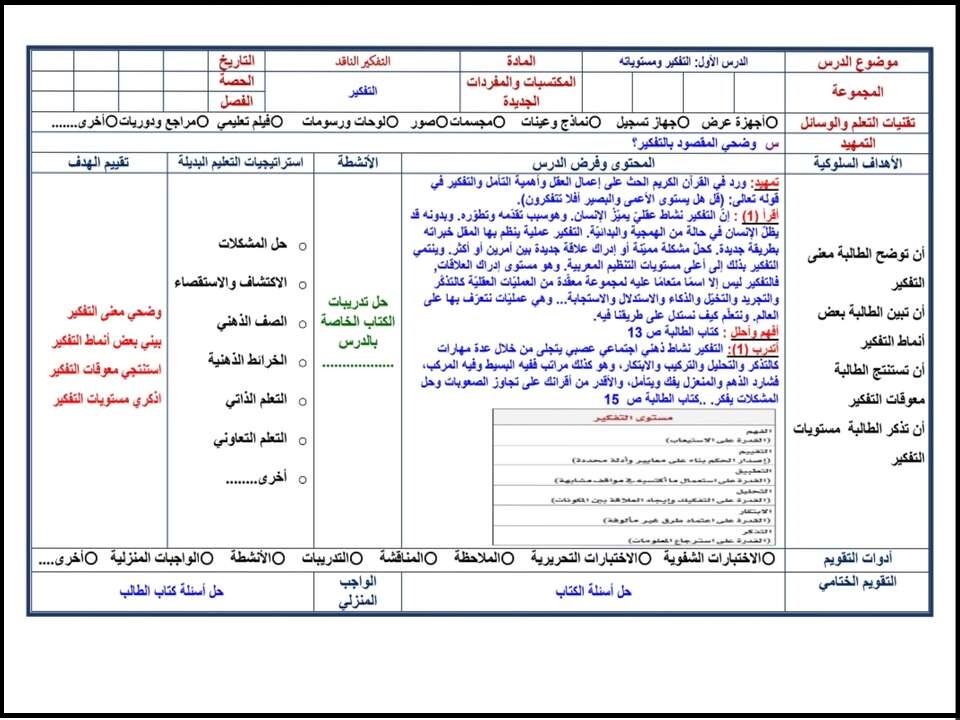 تحضير منصة مدرستي مادة التفكير الناقد الثالث متوسط الفصل الدراسي الاول تحضير منصة مدرستي مادة التفكير الناقد الثالث متوسط الفصل الدراسي الاول