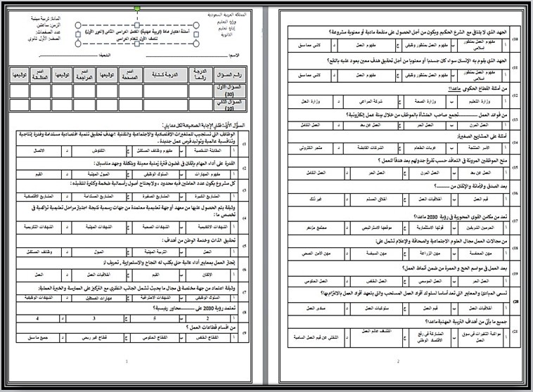 تحضير التربية المهنية نظام المسارات السنة الاولى المشتركة فصل دراسي ثاني تحضير التربية المهنية نظام المسارات السنة الاولى المشتركة فصل دراسي ثاني
