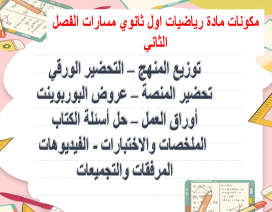 كتاب رياضيات اول ثانوي مسارات الفصل الثاني كتاب رياضيات اول ثانوي مسارات الفصل الثاني