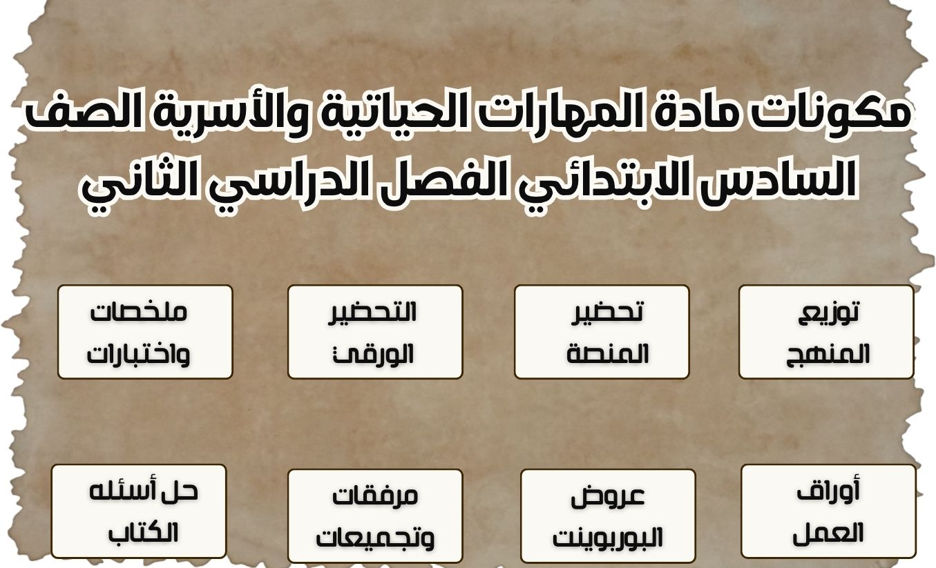 بوربوينت مادة المهارات الحياتية والأسرية الصف السادس الابتدائي الفصل الدراسي الثاني بوربوينت مادة المهارات الحياتية والأسرية الصف السادس الابتدائي الفصل الدراسي الثاني