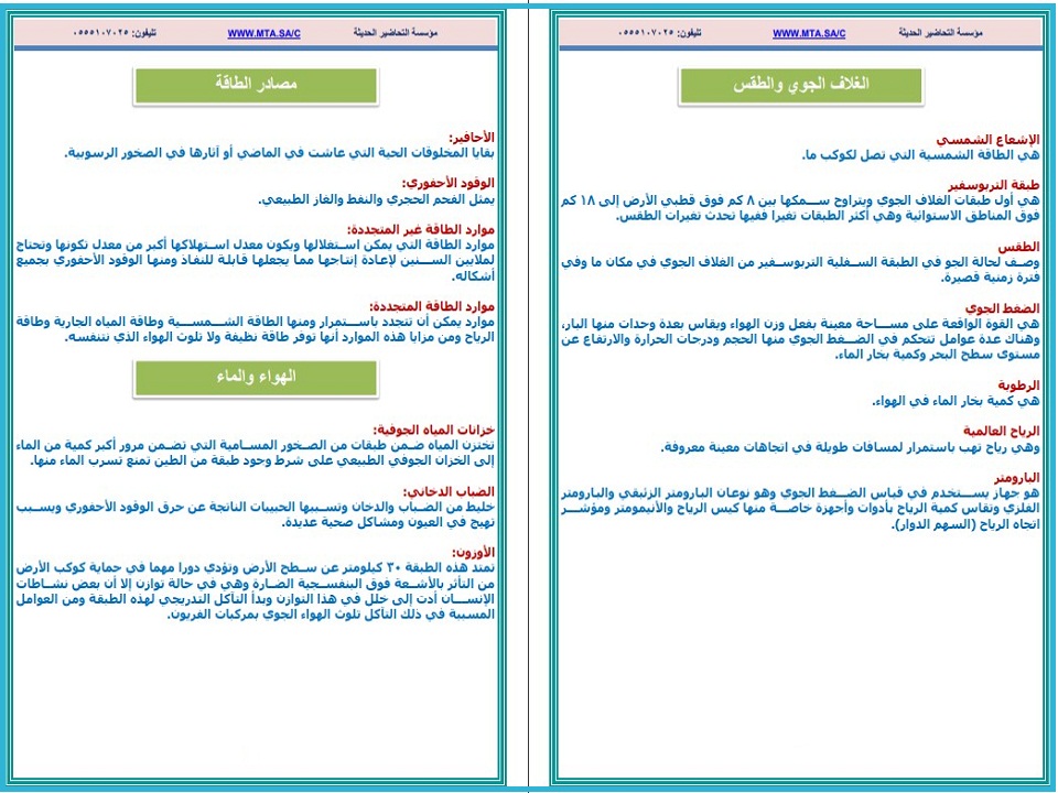 ملخص مادة العلوم الصف الخامس الابتدائي الفصل الدراسي الثاني ملخص مادة العلوم الصف الخامس الابتدائي الفصل الدراسي الثاني