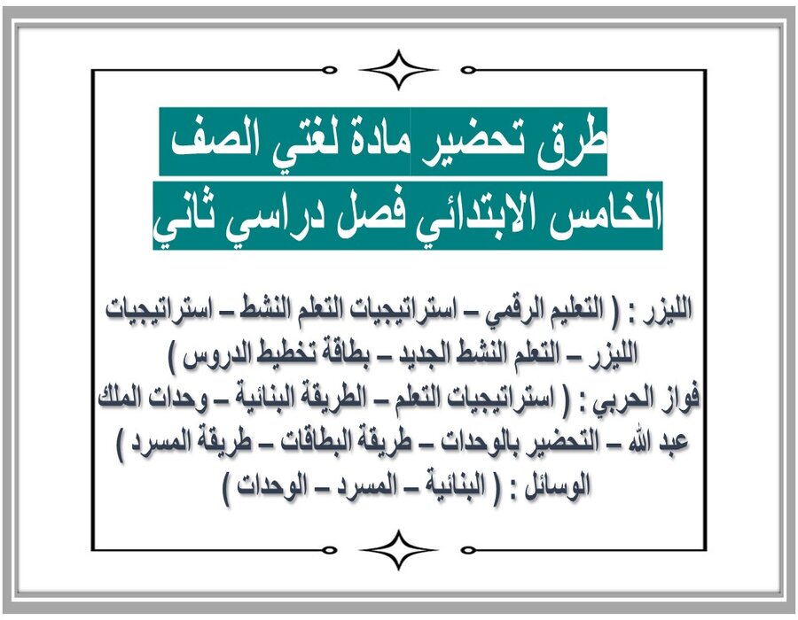 ملخص مادة لغتي الصف الخامس الابتدائي فصل دراسي ثاني ملخص مادة لغتي الصف الخامس الابتدائي فصل دراسي ثاني
