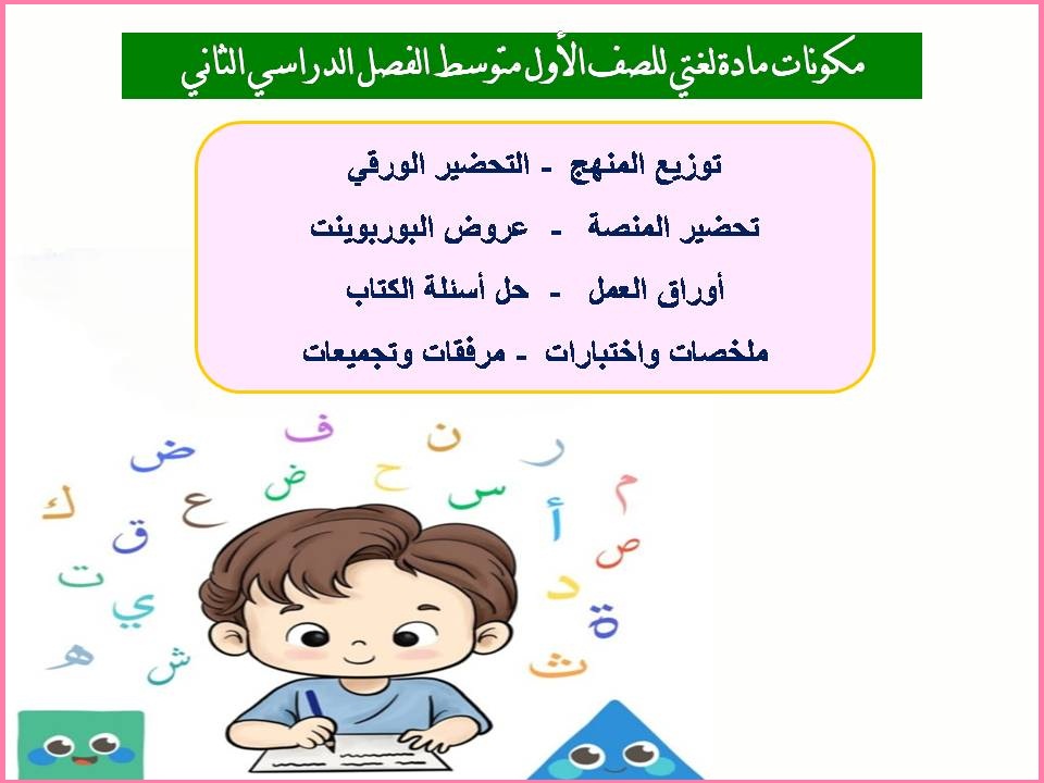 ملخص مادة لغتي للصف الأول متوسط الفصل الدراسي الثاني ملخص مادة لغتي للصف الأول متوسط الفصل الدراسي الثاني