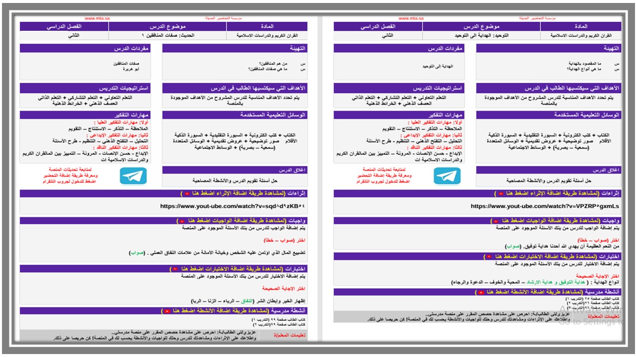 مهارات الدراسات الإسلامية للصف الأول متوسط الفصل الدراسي الثاني مهارات الدراسات الإسلامية للصف الأول متوسط الفصل الدراسي الثاني