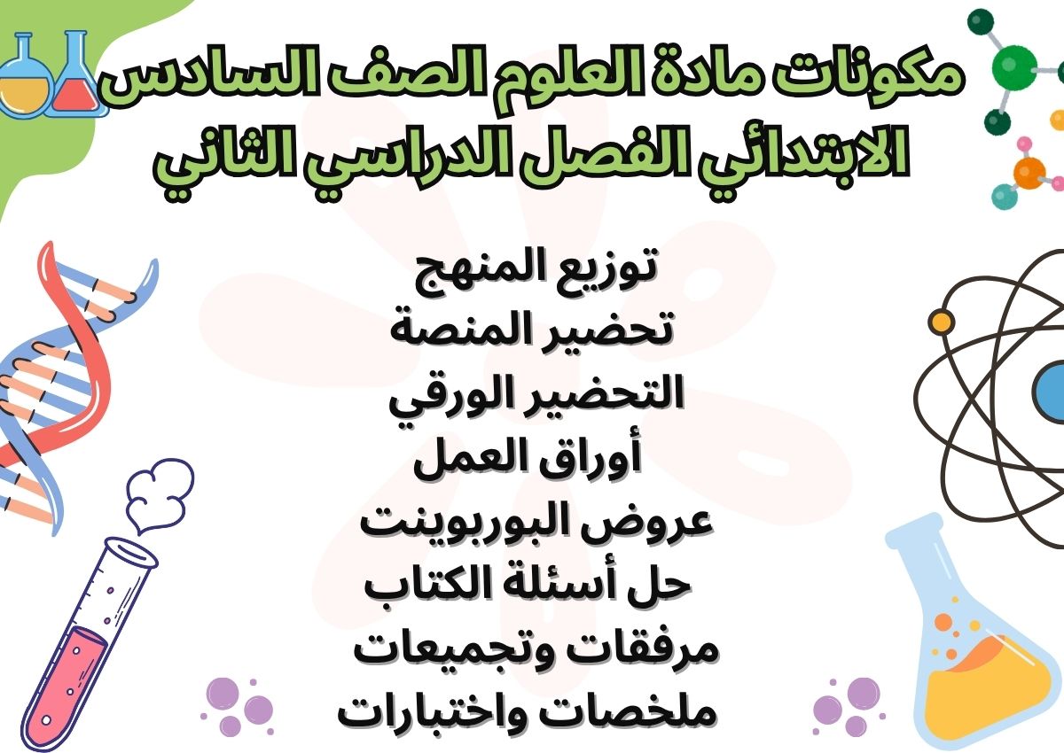 ملخص مادة العلوم الصف السادس الابتدائي الفصل الدراسي الثاني ملخص مادة العلوم الصف السادس الابتدائي الفصل الدراسي الثاني