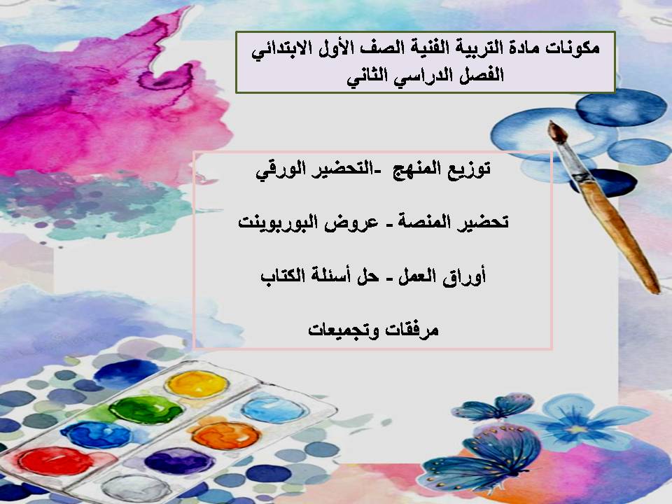 ملخص مادة التربيه الفنيه الصف الاول الابتدائي الفصل الدراسي الثاني ملخص مادة التربيه الفنيه الصف الاول الابتدائي الفصل الدراسي الثاني