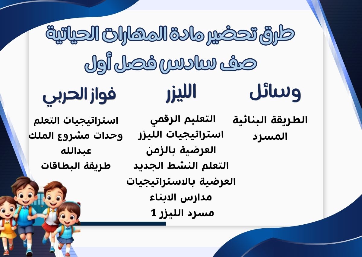 اختبار مادة المهارات الحياتية صف سادس فصل أول اختبار مادة المهارات الحياتية صف سادس فصل أول