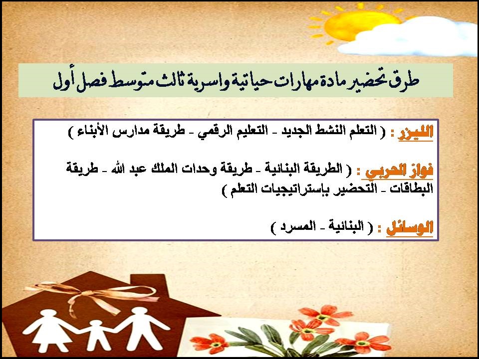 حل أسئلة مهارات حياتية واسرية ثالث متوسط فصل أول حل أسئلة مهارات حياتية واسرية ثالث متوسط فصل أول