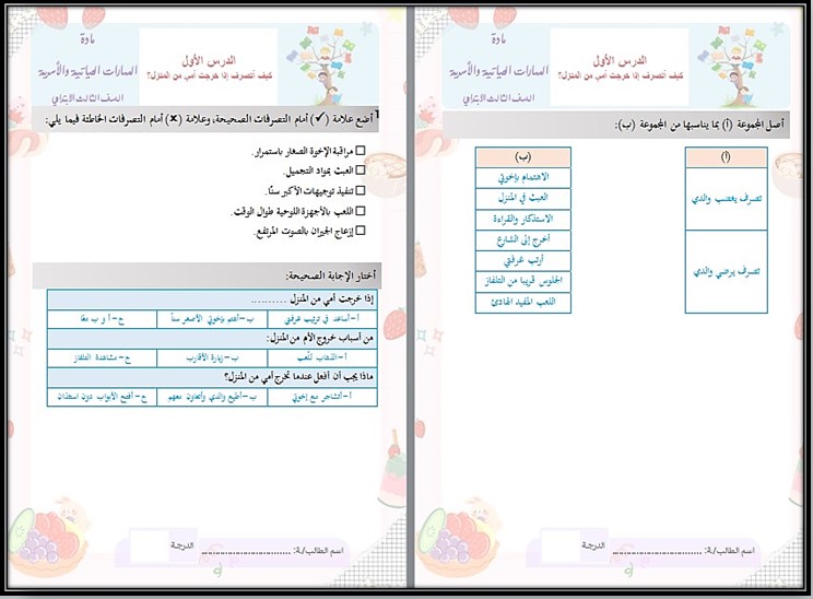 عروض بوربوينت المهارات الحياتية و الأسرية ثالث ابتدائي فصل أول عروض بوربوينت المهارات الحياتية و الأسرية ثالث ابتدائي فصل أول