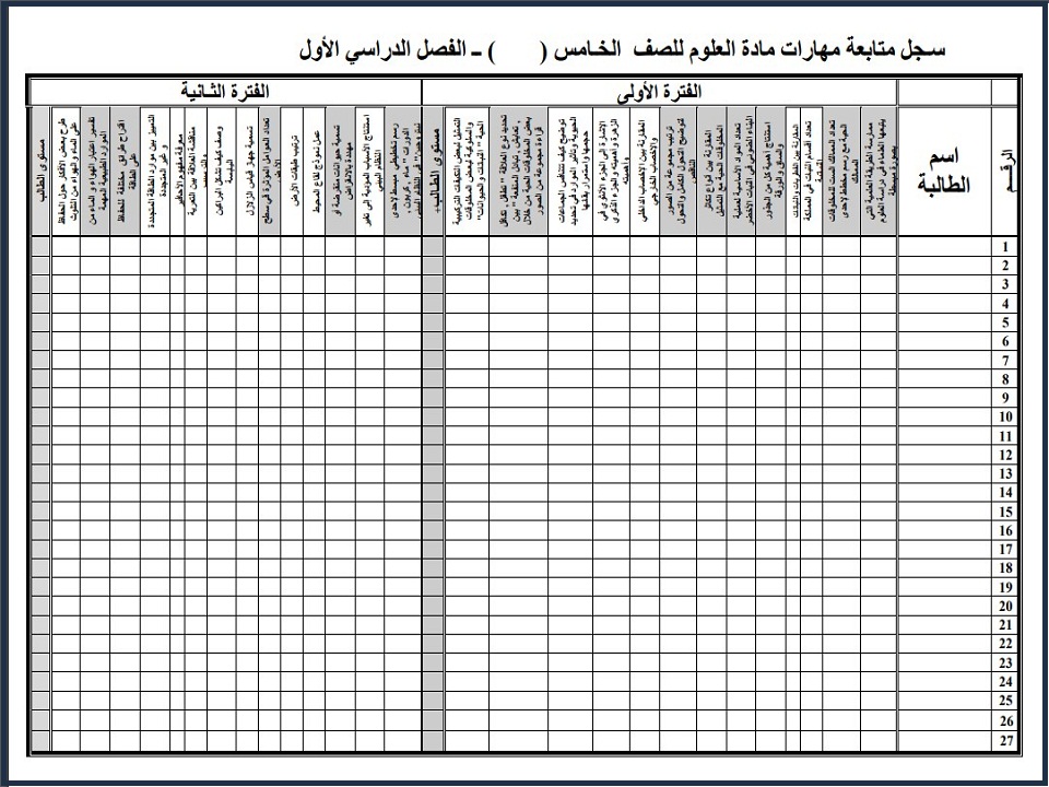 مهارات العلوم الصف الخامس الابتدائي الفصل الأول مهارات العلوم الصف الخامس الابتدائي الفصل الأول