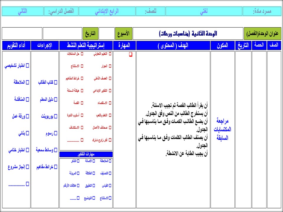 أوراق عمل لغتي رابع ابتدائي الفصل الثاني أوراق عمل لغتي رابع ابتدائي الفصل الثاني