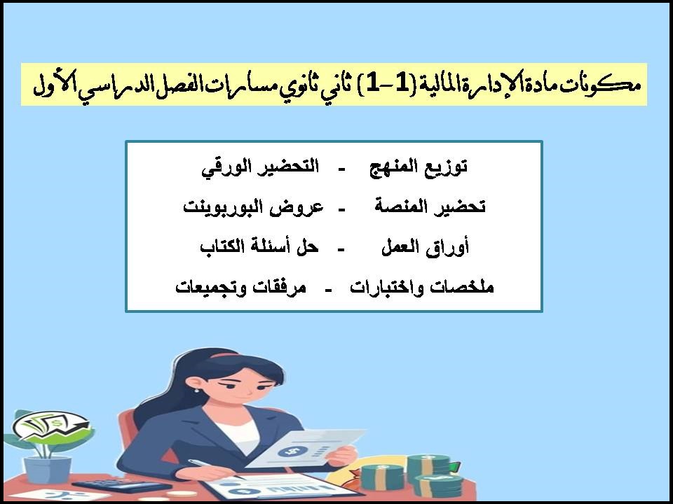 أوراق عمل مادة الإدارة المالية (1-1) ثاني ثانوي مسارات الفصل الدراسي الأول أوراق عمل مادة الإدارة المالية (1-1) ثاني ثانوي مسارات الفصل الدراسي الأول
