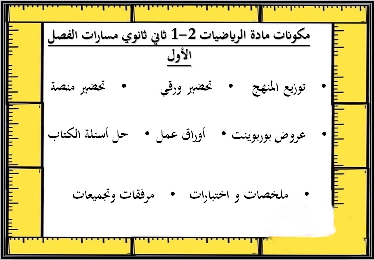 أوراق عمل مادة الرياضيات 2-1 ثاني ثانوي مسارات الفصل الدراسي الأول أوراق عمل مادة الرياضيات 2-1 ثاني ثانوي مسارات الفصل الدراسي الأول