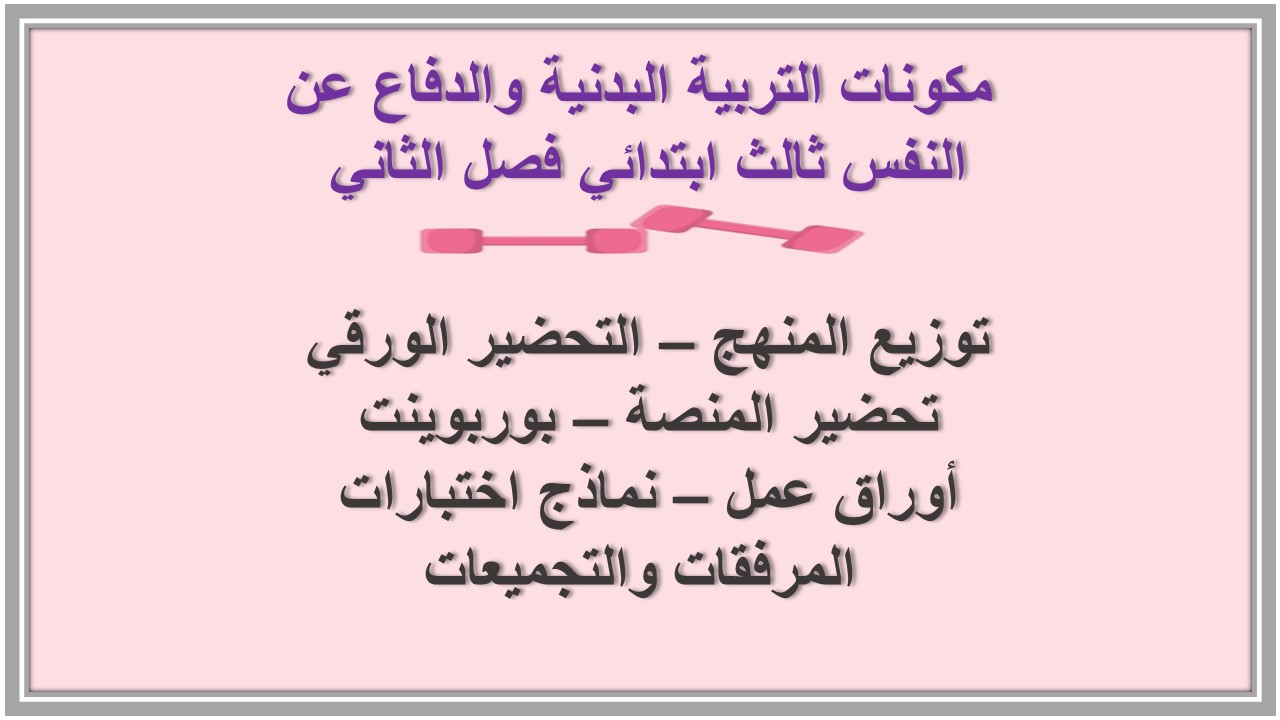 بوربوينت التربية البدنية والدفاع عن النفس ثالث ابتدائي فصل الثاني بوربوينت التربية البدنية والدفاع عن النفس ثالث ابتدائي فصل الثاني
